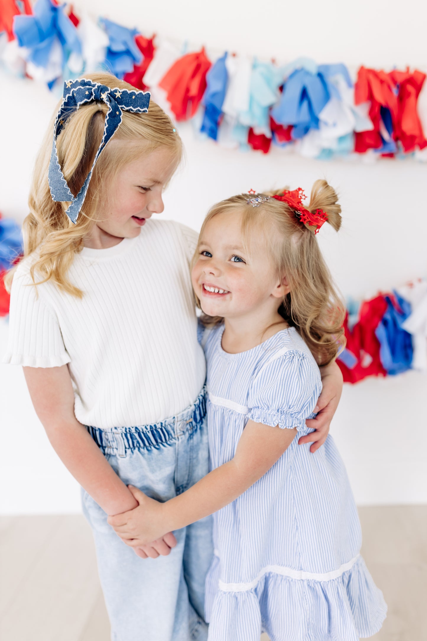 Dark Denim Star Longtail Bow