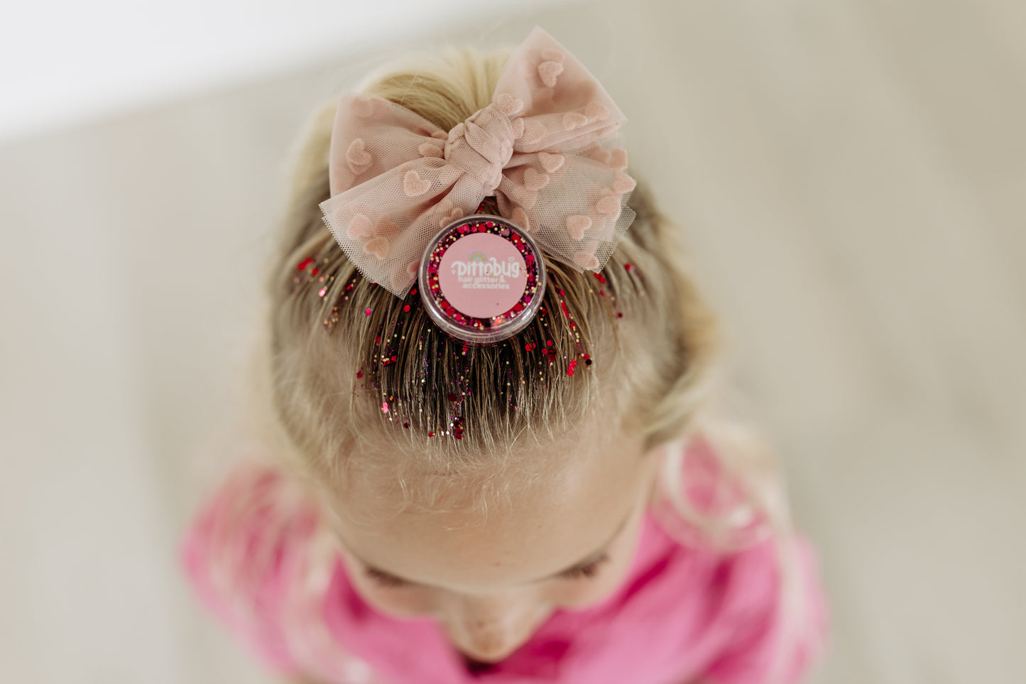 Pink Heart Tulle Bow