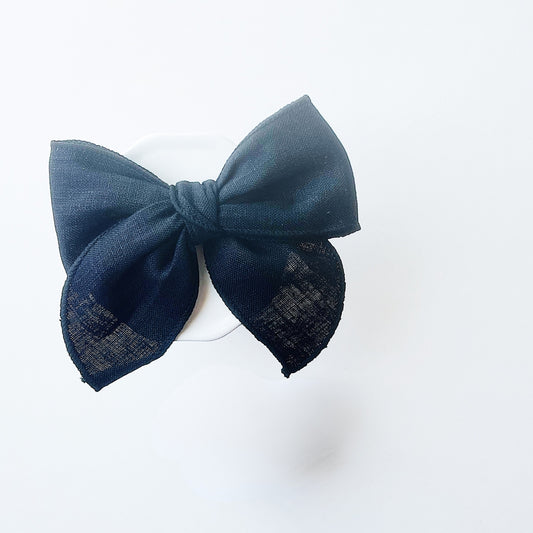 Black Linen Bow