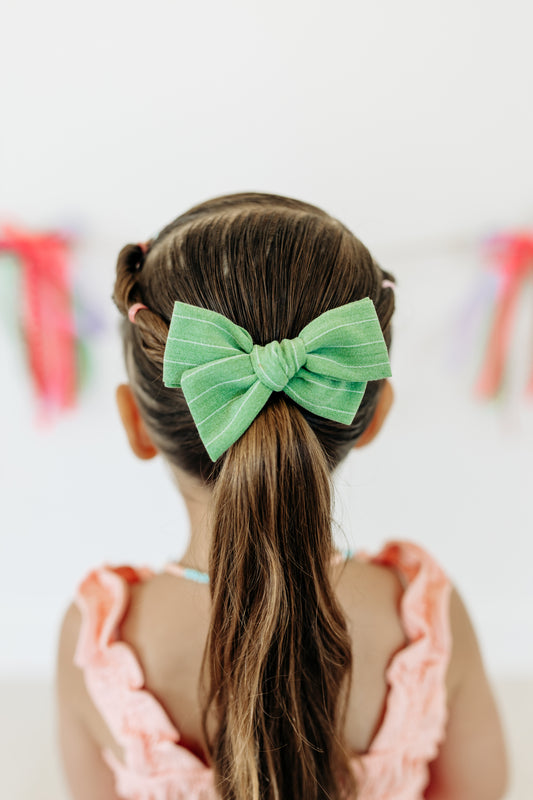 Green Pinstripe Bow