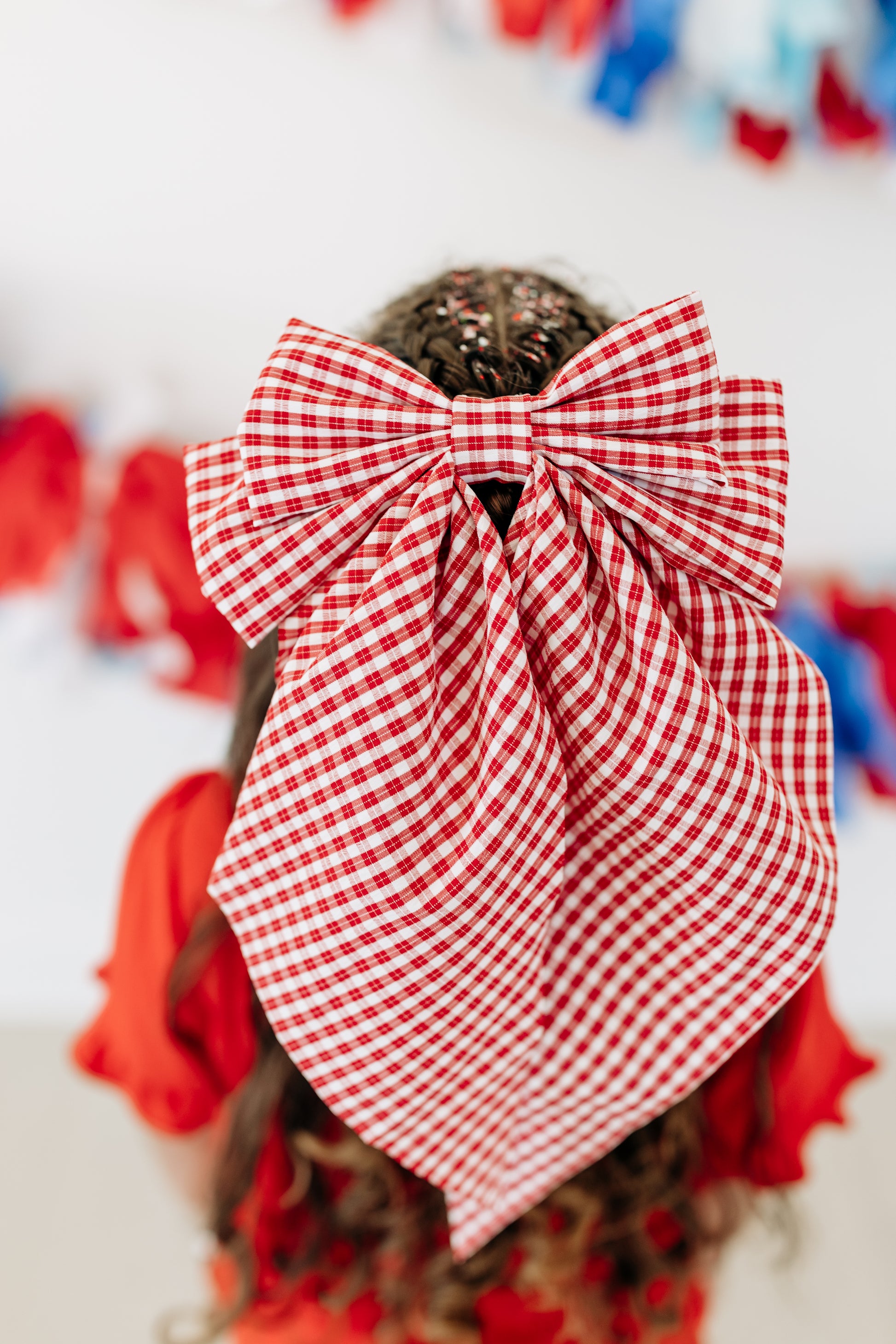 Red Gingham Oversized Bow