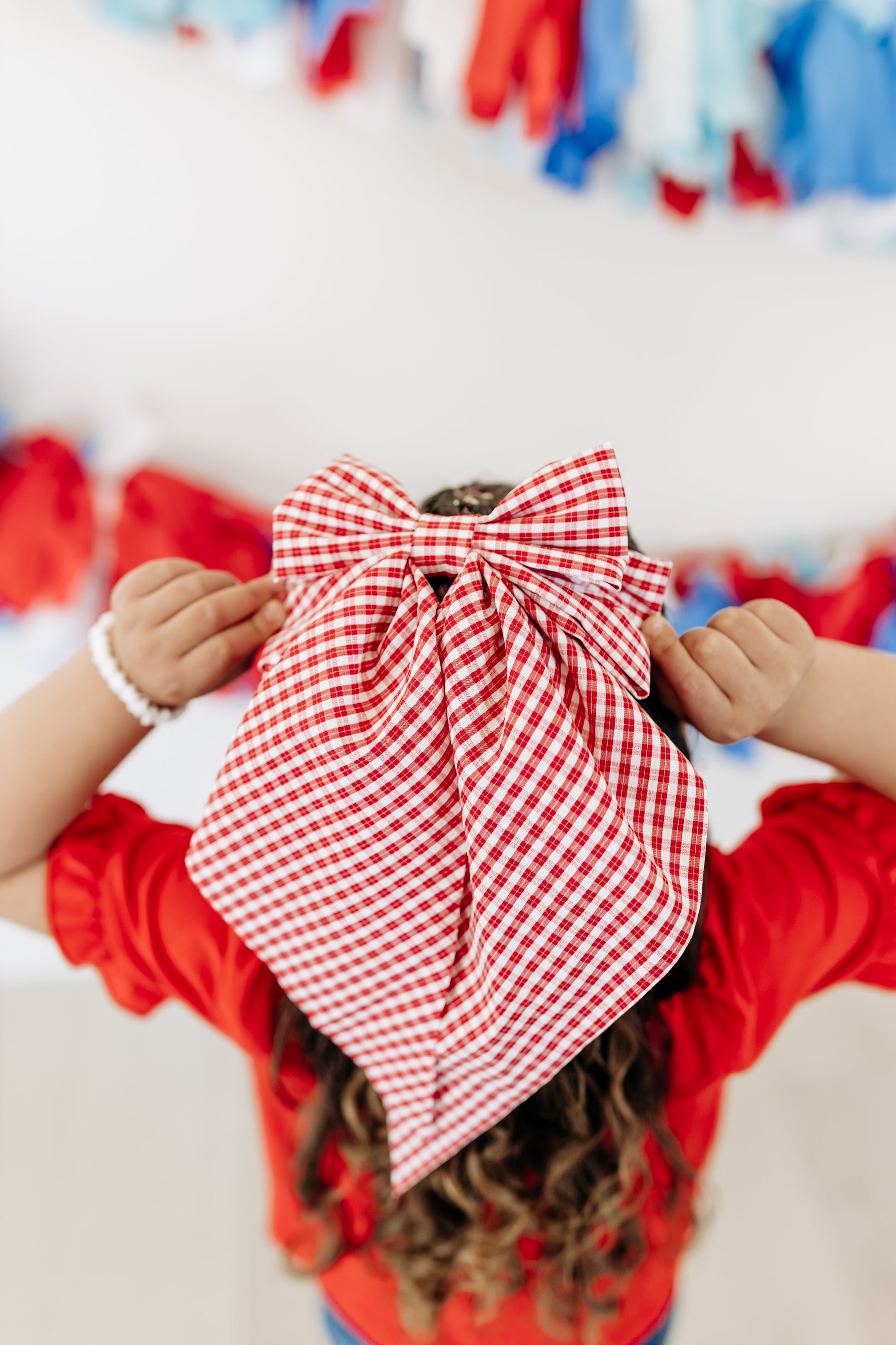 Red Gingham Oversized Bow