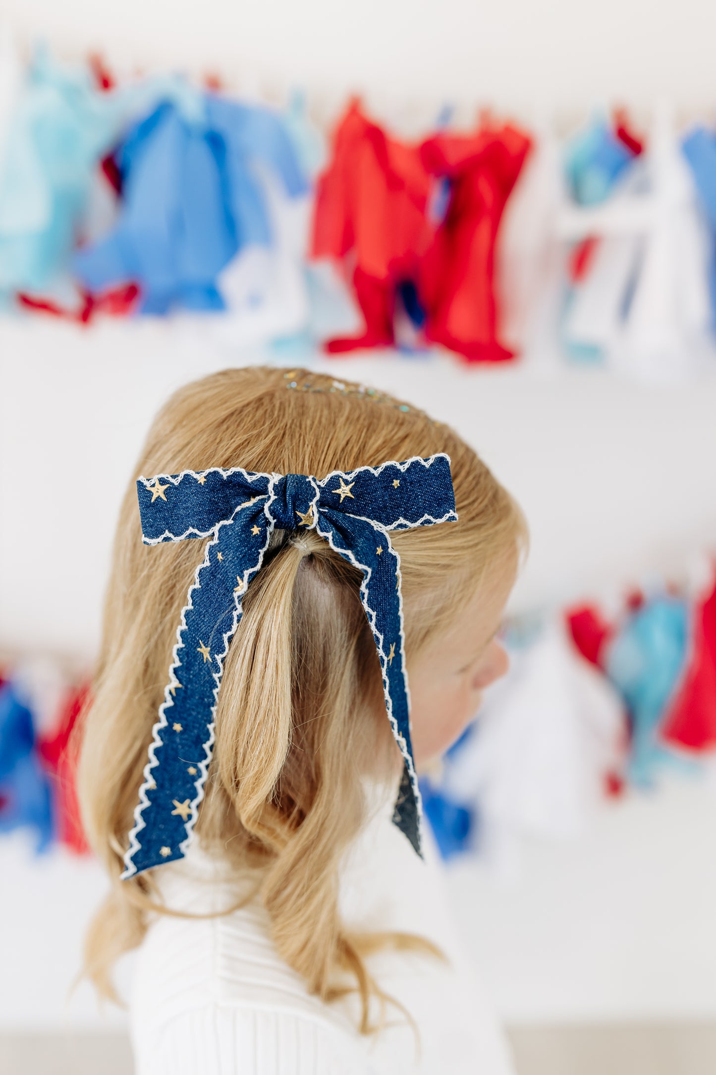 Dark Denim Star Longtail Bow