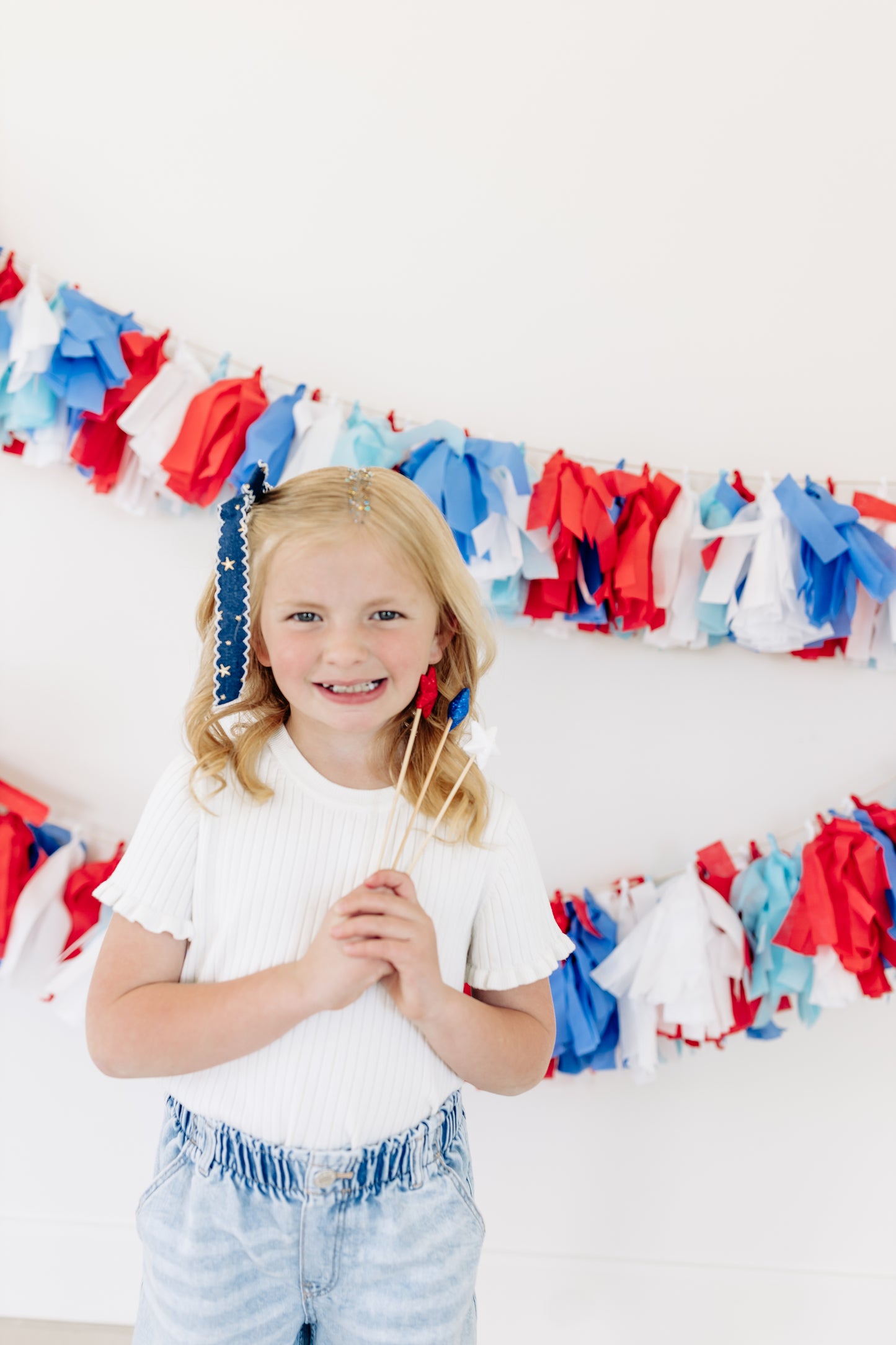 Dark Denim Star Longtail Bow