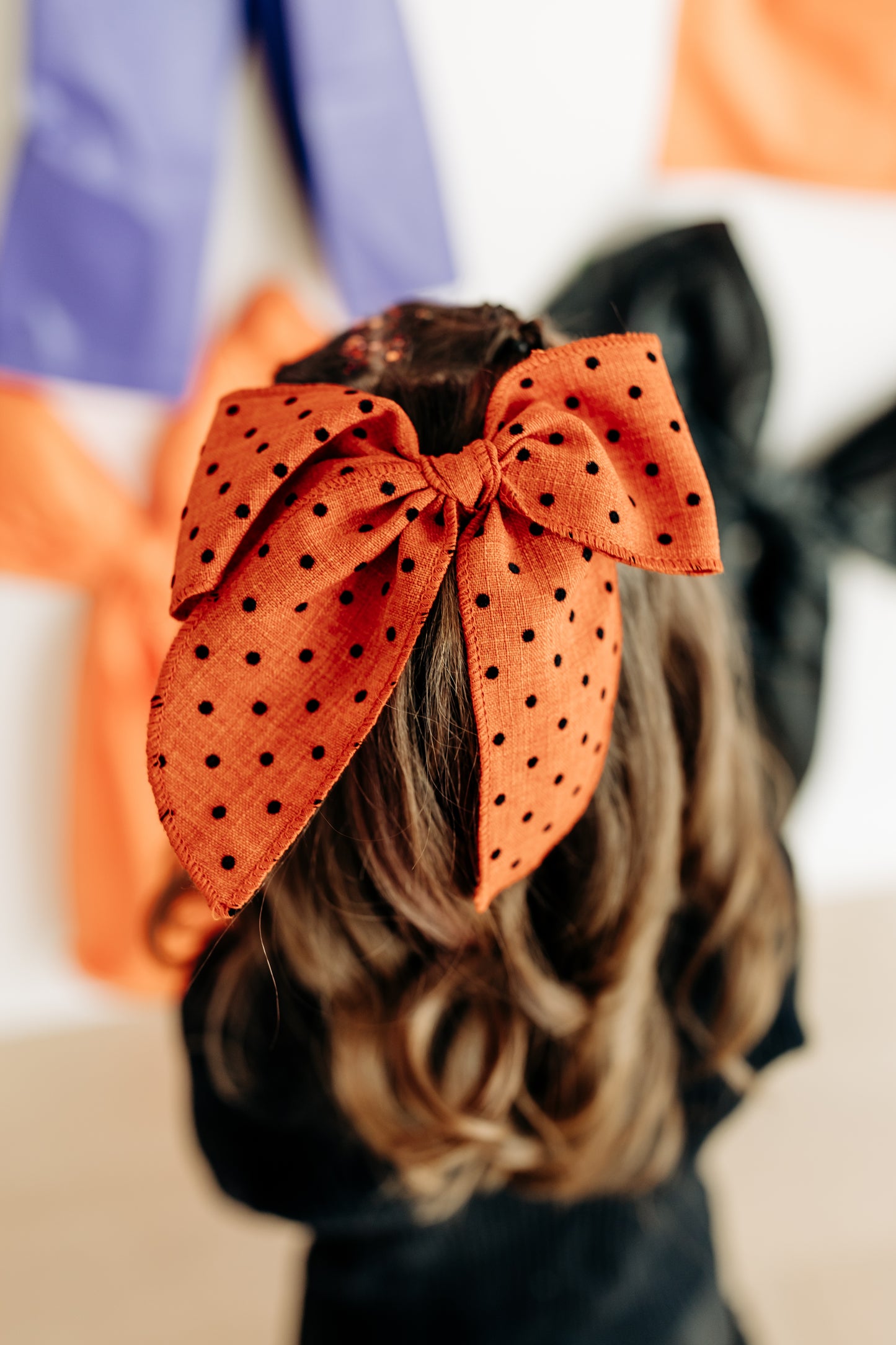 Orange Polka Dot Bow