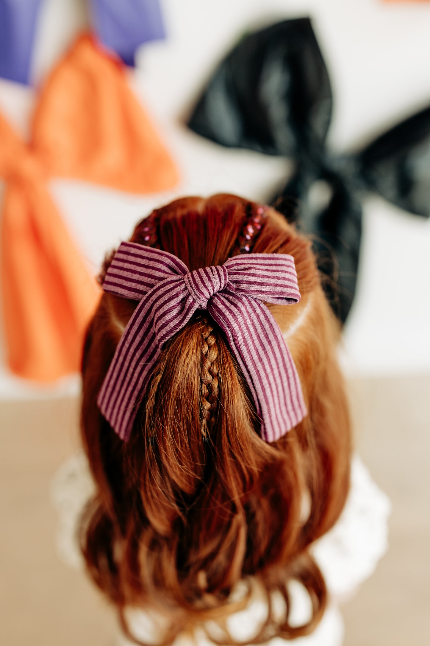 Plum Stripe Bow