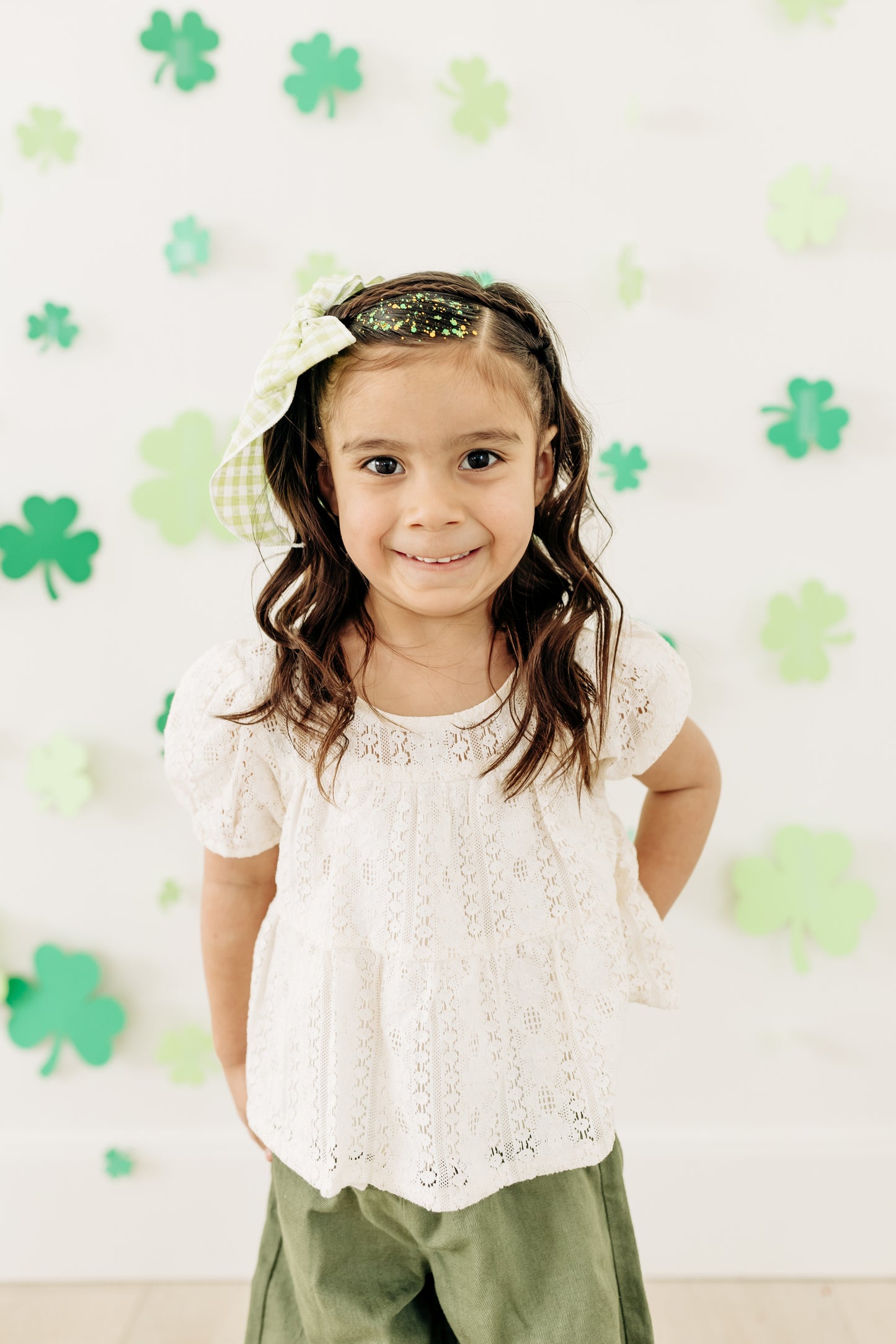 Green Gingham Oversized Bow