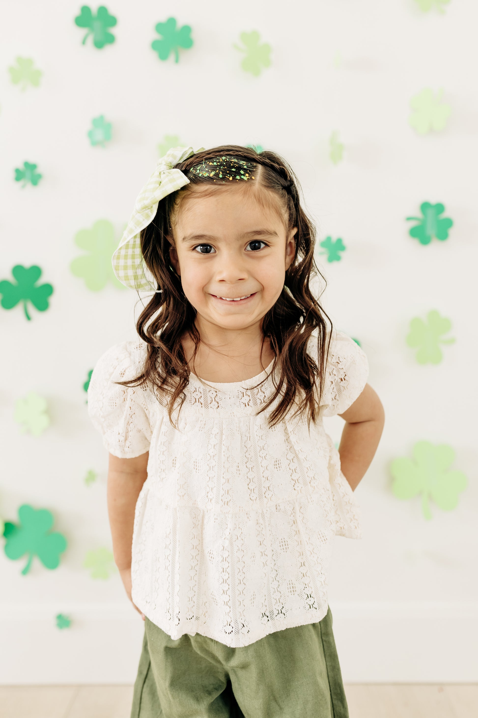 Green Gingham Oversized Bow