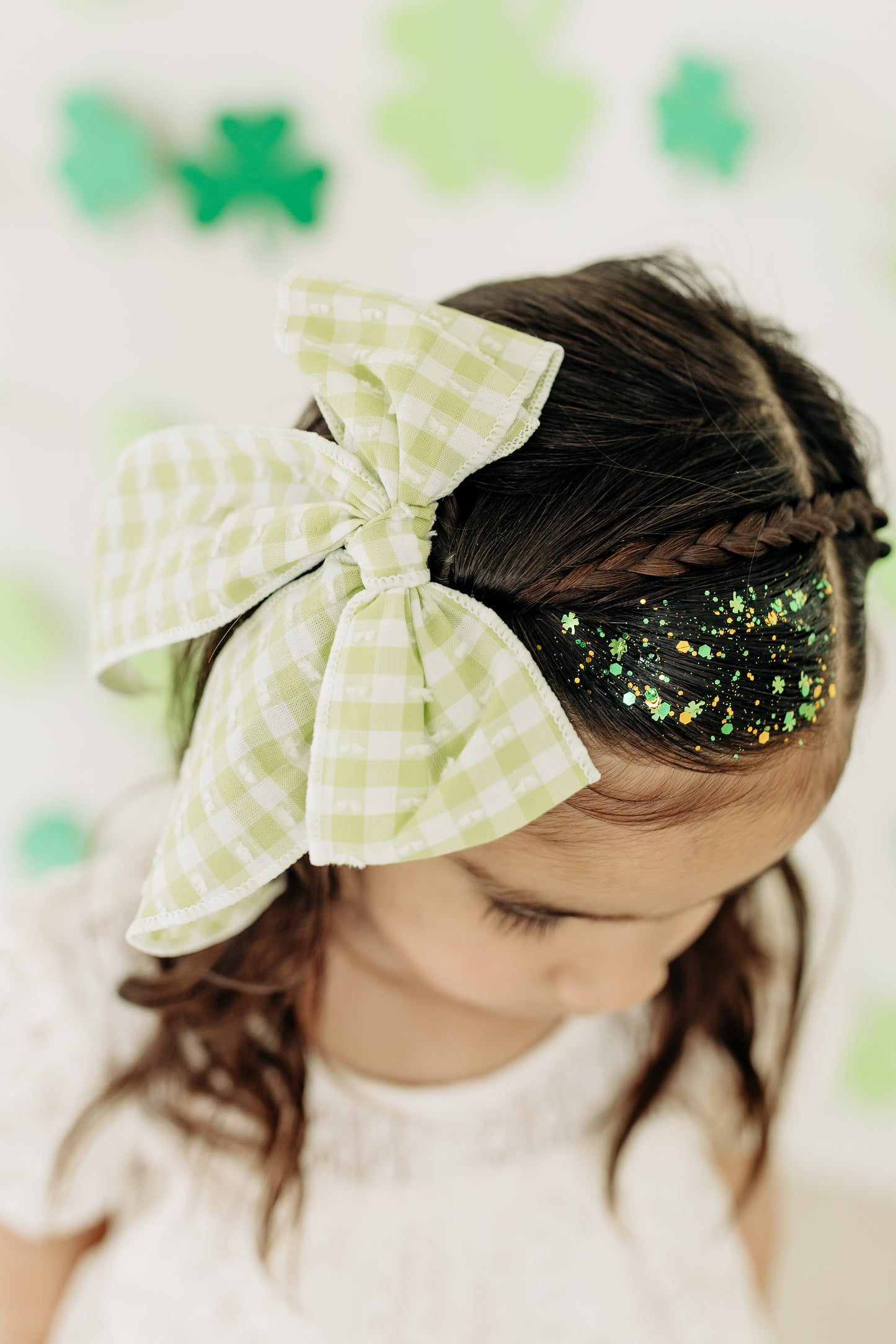 Green Gingham Oversized Bow
