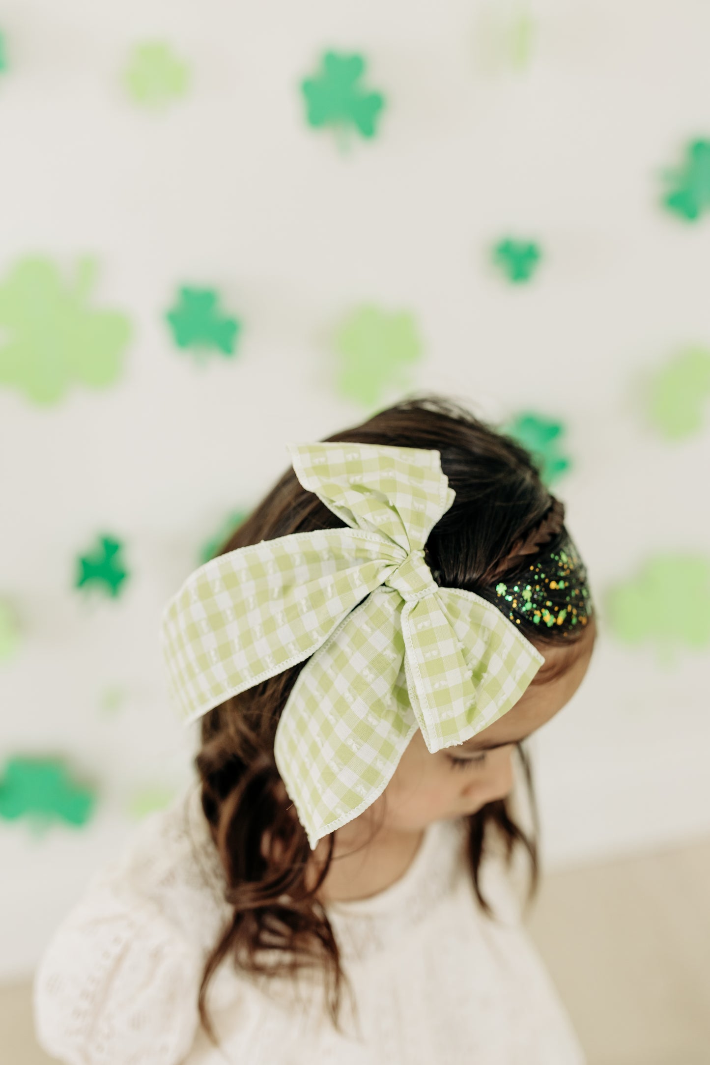 Green Gingham Oversized Bow