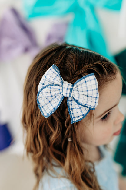 Blue Plaid Bow