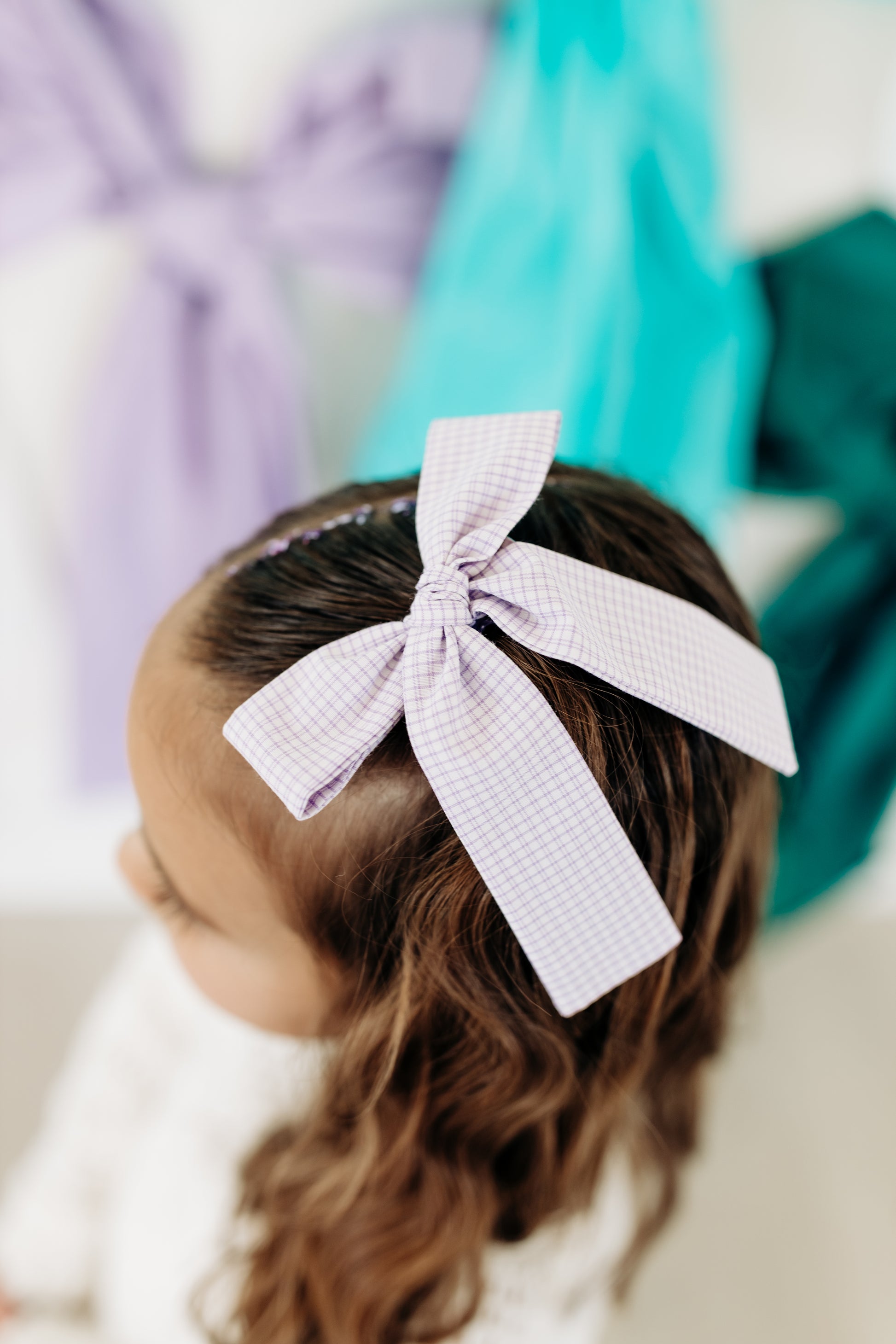 Purple Gingham Bow