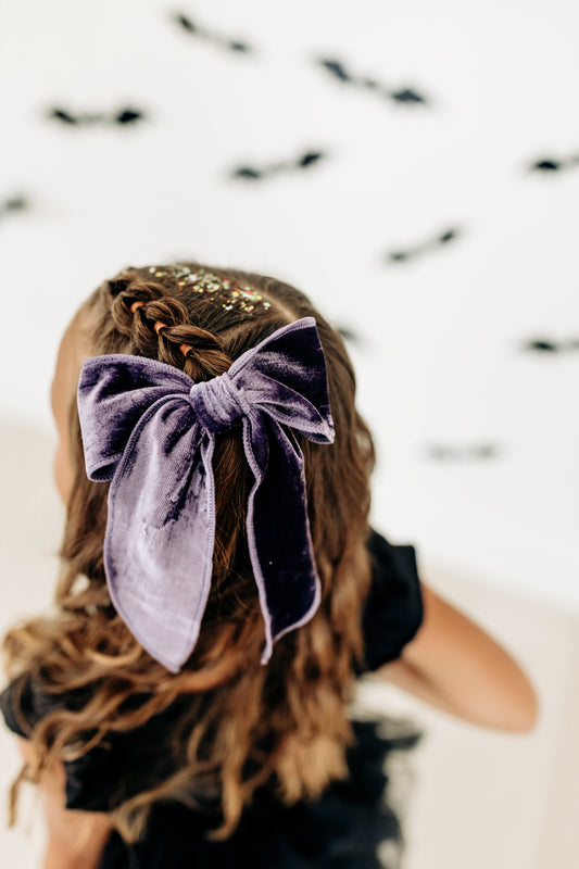 Oversized Purple Velvet Bow