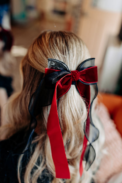 Oversized Maroon Layered Bow
