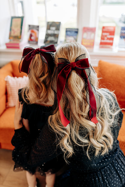 Oversized Maroon Layered Bow